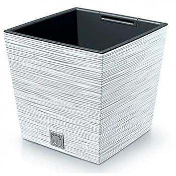 Macetero cuadrado con depósito Prosperplast FURU 29,5x29,5x29 cm color blanco capacidad 14 L