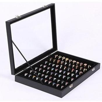 Meshela 80 ranuras jewelery Bandeja Ring Display Storage Organizer Box