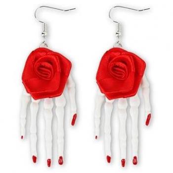 Pendientes de Esqueleto con Rosas Elegantes