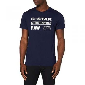G-Star Raw Men's Short Sleeve Graphic T-Shirt - Sustainable Organic Cotton, Navy Blue