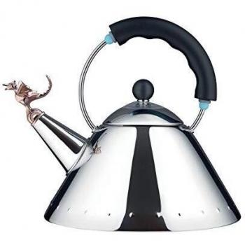 Alessi |9093REX B Tea Rex Design Kettle with Handle and Dragon-Shaped Whistle, Stainless Steel, Black
