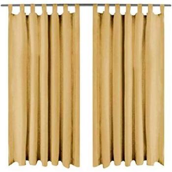 vidaXL 2X Cortinas Micro-Raso Bucles Decoración de Hogar Ventanas Casa Termicas Separador Seguridad Protección Privacidad Salón Beige