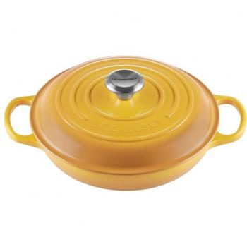 Le Creuset Signature Nectar Cast Iron Shallow Casserole, 30cm, 3.5L, Enamelled Cast Iron with Lid