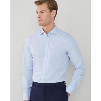 Camisa de hombre slim fit con estampado de rayas en azul claro