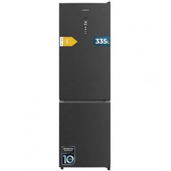 Frigorífico Combi Cecotec Bolero CoolMarket 335L No Frost Clase E Inox Oscuro 195cm con Compresor Inverter Plus y Estantes de Cristal