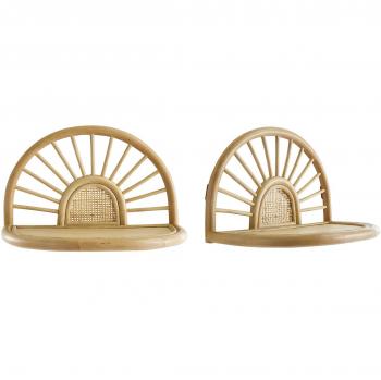 Set de 2 estanterías de pared de ratán natural y caña 40 cm BOW
