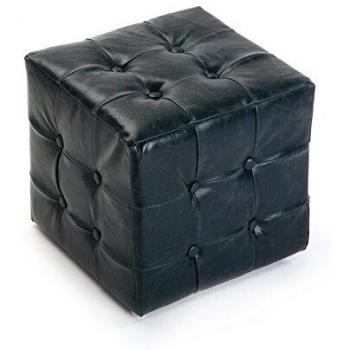 Versa 21400006 Taburete Cubo Azul Renoir, 35x35x35cm, Polipiel, Reposapiés