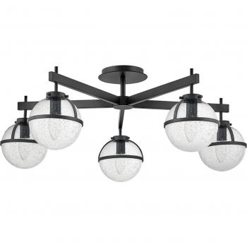 Plafón de techo semi empotrado HINKLEY Hollis, 5 luces, negro/transparente, IP44