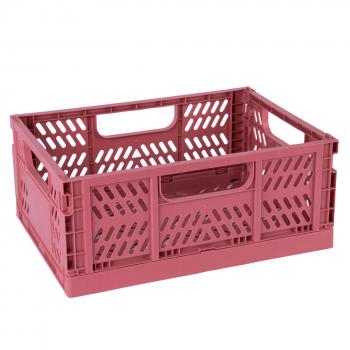 Apli Up North Pack de 2 Cajas de Plástico Plegables y Apilables - Tamaño 290x210x120mm - Ideal para Herramientas, Juguetes, Colada etc. - Color Rosa