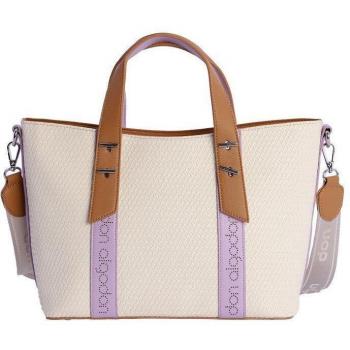 Bolso de mano multiposición Elisa color marfil con cremallera