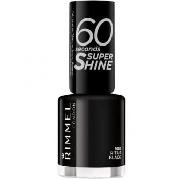 Rimmel London Rita Ora 60 Seconds Super Shine Nail Polish, 900 RITAS BLACK, 8 ml, Packaging May Vary