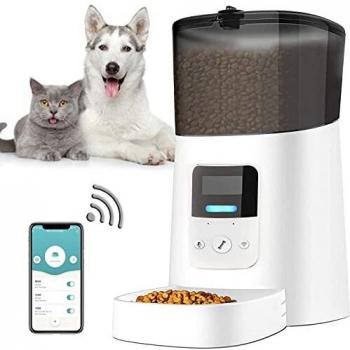 Comedero Gato Automatico, 6L WiFi Comedero Automático para Gatos, Dispensador Comida Gatos Perros con App Control, Control de Porciones, hasta 6 Comidas por Día, Función de Grabación de Sonido