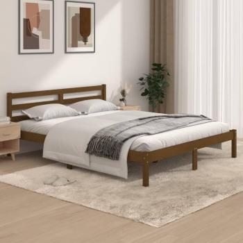 Estructura de cama King Size de madera maciza de pino en color miel, dimensiones 150x200 cm