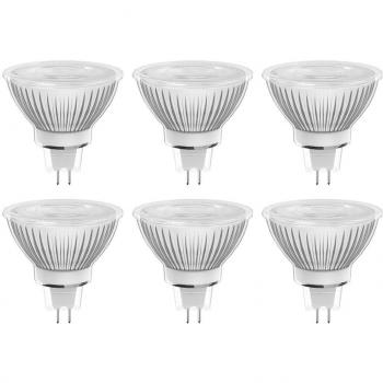 Ustellar 6 x 5W Bombilla LED Foco MR16 Lámparas Halógenas Equivalente a 50W, 450LM, GU5.3 Luz Blanca Fría 6000K Cristal Spotlight AC/DC 12V