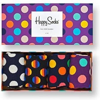 Happy Socks Unisex 4-Pack Gift Box Socks, Black/White