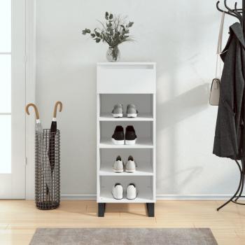 Mueble zapatero de madera contrachapada 40x36x105 cm en color blanco brillante y gris hormigón