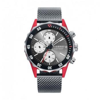 Reloj Viceroy Heat Multifunción Hombre Correa Malla Milanese Acero Caja Aluminio IP Rojo Diámetro 43 mm Bisel Dentado con Número
