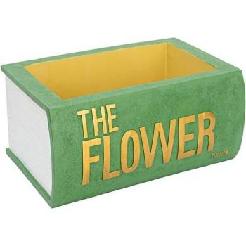 Maceta libro Fisura verde - Macetero original en forma de libro, maceta decorativa, dimensiones 14,5 x 22 cm, disponible en dos colores