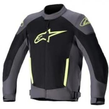 Alpinestars T-SP X Superair Chaqueta textil para motocicleta ventilada con protectores Nucleon Flex Plus - Máxima Ventilación, color negro, gris y amarillo fluo