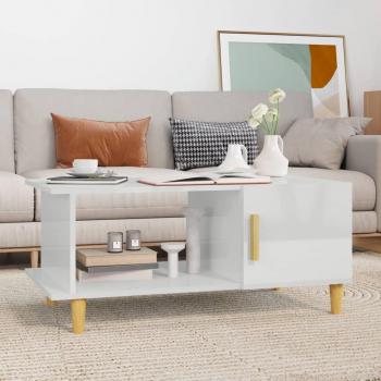 Mesa de centro madera contrachapada 90x50x40 cm Blanco, Negro, Blanco brillante Mesita de Salón o Comedor o Auxiliar Mesa de Café Meuble Salón