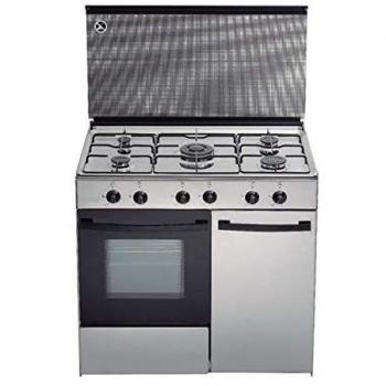 Cocina de Gas Butano/Natural HVG CGI con 5 Quemadores y Horno de 60L, Acabado Inoxidable