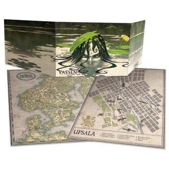 VAESEN PANTALLA DIRECTOR DE JUEGO - Pantalla de juego para mesas de rol, fabricada en cartón resistente, diseño ilustrado a todo color, incluye tablas y referencias rápidas para el director de juego, plegable