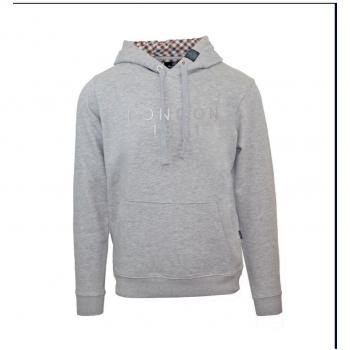 Aquascutum Men's Bold London 1851 Logo Grey Hoodie - Size Small