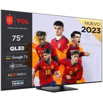 TCL 75C745 75 QLED 4K Ultra HD HDR10+ Google TV Game Master AMD FreeSync 144Hz VRR Smart TV con Dolby Vision y Atmos, Asistente de Google, Wi-Fi Negro