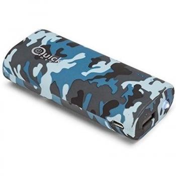 Quick Media - Cargador Portátil / Power Bank PB40 Army Design de 4000mAh con linterna e indicador carga LED - Azul
