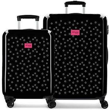 Enso Bubbles Juego de Maletas Negro 55/68 cms Rígida ABS Cierre combinación 104L 4 Ruedas Dobles Equipaje de Mano