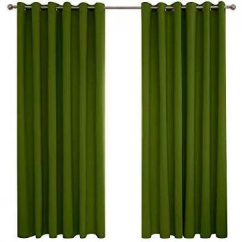 Deconovo Cortinas Salon Térmicas Aislantes Dormitorio Decoración Ventanas para Habitacion Moderna con Ojales 2 Piezas 229x229cm Verde