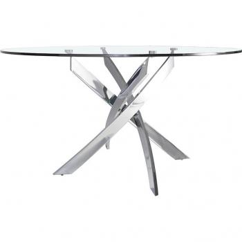 Mesa Comedor Rectangular Cristal Angel Cerda 1061.01 - Material: Cristal y Acero Inoxidable con Acabado en Acero Cromado, Dimensiones: 160 x 95 x 75 cm