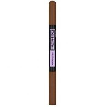 Maybelline Express Brow Satin Duo - Medium Brown, Eyebrow Pencil and Powder Double Shade, 2-in-1 Product, Natural Looking Finish, Pack of 1
