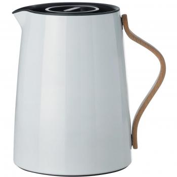 Stelton Emma - Jarra térmica para té - Tetera de plástico aislada con tapa e inserto térmico de acero inoxidable - Diseño moderno, inteligente filtro de infusión integrado y asa de madera de haya - 1 litro, azul claro