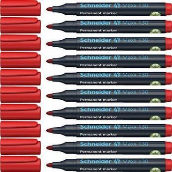 Marcador Permanente Schneider Maxx 130 Recargable Punta Redonda Rojo (Pack de 10)