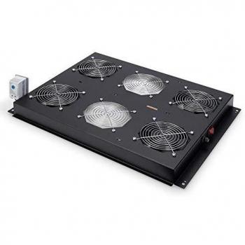 Unidad de ventilador de techo DIGITUS para armario de servidores de la serie DIGITUS Unique, 4x ventilador, termostato, negro