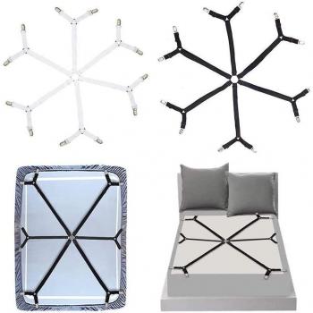 Correas ajustables para sujetar sábanas de 6 lados, clips blancos para cama