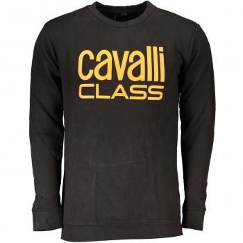 Roberto Cavalli Men's Cavalli Class Bold Brand Logo Black Cotton Sweater - Size XL