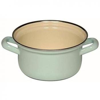 Cacerola Riess de Emaille Turquesa 14 cm con Borde Cromado, Capacidad 0,75 L, Inducción
