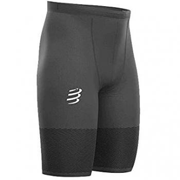 Malla corta Compressport Run Under Control negra para hombre con tirantes - T4