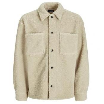 Jack & Jones Regular Fit Teddy Fleece Anorak Overshirt with Chest Pockets