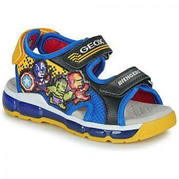 Geox Sandalias J SANDAL ANDROID BOY para niño, color negro/azul royal, diseño cómodo y transpirable, suela de goma antideslizante, cierre con velcro para un ajuste seguro