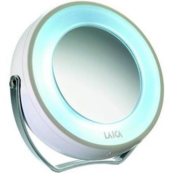 Espejo de sobremesa 5 aumentos con luz LED Laica PC5002 , diámetro 7,5 cm, con inclinación ajustable.