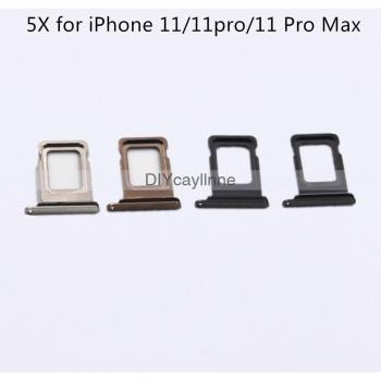 Soporte de bandeja de tarjeta SIM 5 uds. para iPhone 11 Pro Max, piezas de repuesto con adaptador único y dual