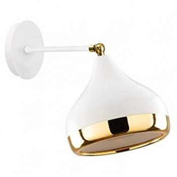 Aplique de pared industrial creativo de metal blanco y oro, 17x28x28 cm, casquillo E27 Max 40W