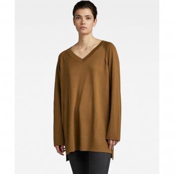 Jersey de mujer G-Star Raw V-Neck Oversized en color marrón de lana