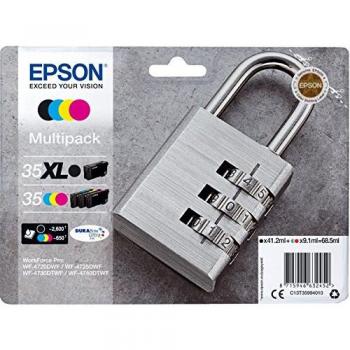 Cartucho de Tinta Epson 35/35XL Padlock (Pack de 4) - Alto Rendimiento XL Negro, Cian, Magenta y Amarillo