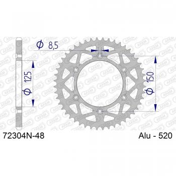 Corona de aluminio AFAM 72304 - 520, rueda dentada para cadena, compatible con motocicletas, fabricada en aluminio ligero y resistente, diseño de alta precisión para un rendimiento óptimo