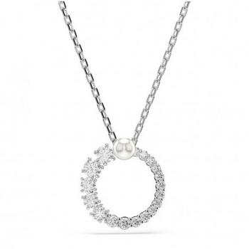 Swarovski Matrix Rhodium Plated Crystal Pearl Circle Necklace
