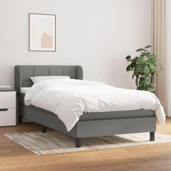 Cama box spring de muelles con colchón en tela gris oscuro 90x190 cm